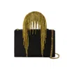 Kara Midi Crystal Fringe Handbag In Black