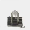 Kara Crystal Mesh Midi Crystal Fringe Tote Bags In Black