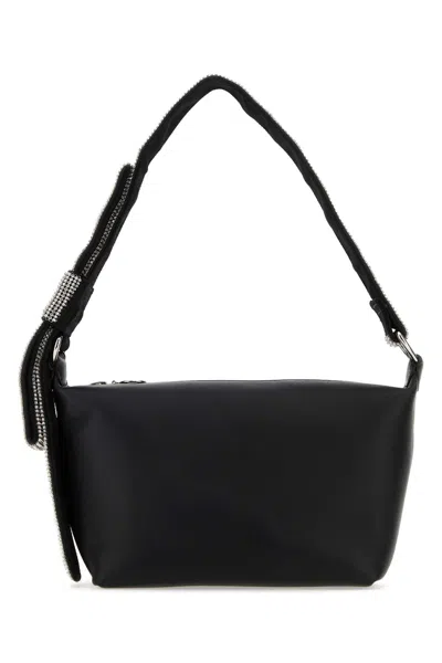 Kara Nappa Leather Shoulder Handbag With Silver Hardware, 18.5cm X 15cm X 12cm In Black