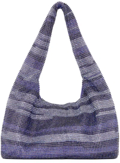 KARA PURPLE MINI CRYSTAL MESH SHOULDER BAG