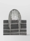 Kara Structured Bag Embellished With Cascading Crystals In Metallic