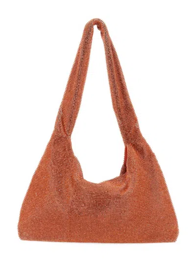 Kara Rhinestone-embellished Triangular Shoulder Bag In Brown