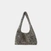Kara Crystal Mesh Rhinestone Beaded Shoulder Bag In Black