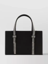 KARA STRUCTURED LEATHER TOTE WITH EMBELLISHED JEWEL HANDLES