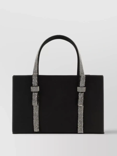 Kara Structured Leather Tote With Embellished Jewel Handles In Black