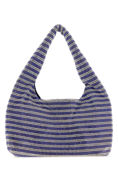 Kara Two-tone Rhinestone Mini Handbag In Blue