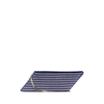 Kara Two-tone Rhinestones Clutch Cobaltstripe In Blue
