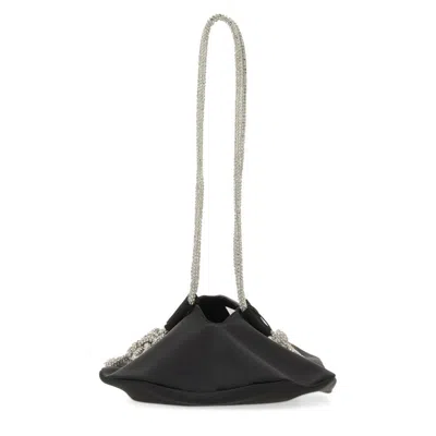 Kara Ufo Crystal-embellished Satin Shoulder Bag In Black