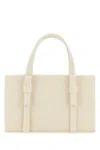 Kara Canvas Tote With Double Handles And Metal Chain Detail In White