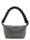 Kara Crystal Mesh Cobra Pouch Bags In Grey