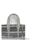 Kara Crystal Mesh Midi Crystal Fringe Tote Bags In Black