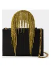 Kara Midi Crystal Fringe Handbag In Black