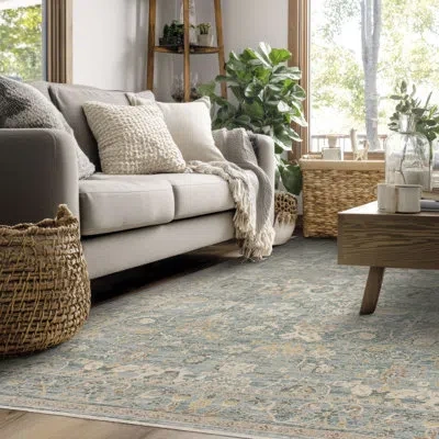 Karastan Bedfordshire Low Pile Stain/fade Resistant Machine Woven Fringed Ornamental Indoor Area Rug In Beachglass