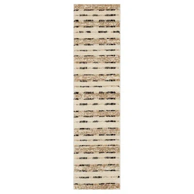 Karastan Rugs Traverse Striped Polyester Woven Tan Area Rug