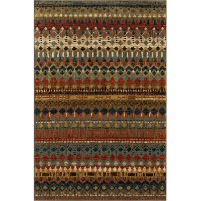 Karastan Saigon Plush Pile Stain/fade Resistant Polyester Woven Southwestern Indoor Area Rug In Brown;tan