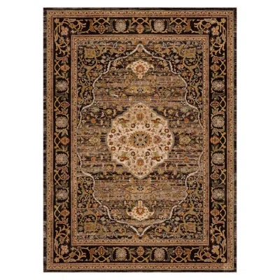 Karastan Spice Market Petra Plush Pile Stain/fade Resistant Polyester Woven Floral Indoor Area Rug In Charcoal,brown