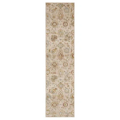 Karastan Windermere  Whitehaven Floral Low Pile Stain And Fade Resistant Polyester Indoor Area Rug In In Beige