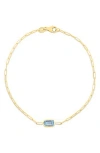 Karat Rush 14k Yellow Gold Paperclip Chain Bracelet In Blue Topaz Yellow Gold