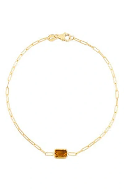 Karat Rush 14k Yellow Gold Paperclip Chain Bracelet In Citrine Yellow Gold