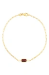 Karat Rush 14k Yellow Gold Paperclip Chain Bracelet In Garnet Yellow Gold