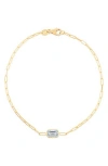 Karat Rush 14k Yellow Gold Paperclip Chain Bracelet In White Topaz Yellow Gold
