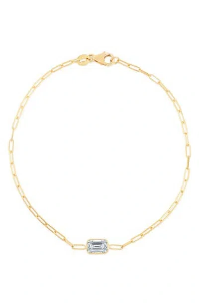 Karat Rush 14k Yellow Gold Paperclip Chain Bracelet In White Topaz Yellow Gold