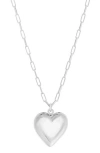 Karat Rush Paperclip Chain Heart Pendant Necklace In Rhodium White