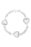 Karat Rush Puffed Heart Station Chain Bracelet In White