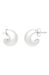 Karat Rush Puffed Three-quarter Hoop Earrings In Rhodium White