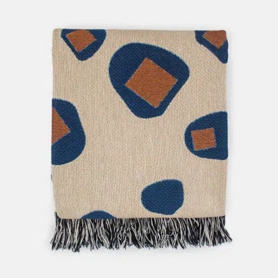 Karbon Market Panther Throw In Dark Blue,beige,red
