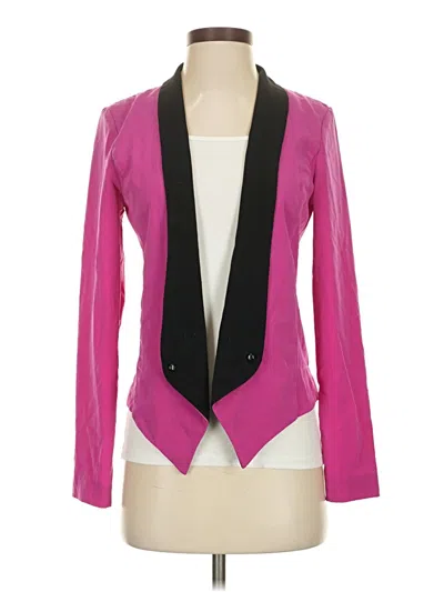 Pre-owned Kardashian Kollection Long Sleeve Top Pink Plunge Neckline Tops