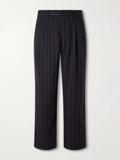 Kardo Antonio Straight-leg Embroidered Cotton Trousers In Blue