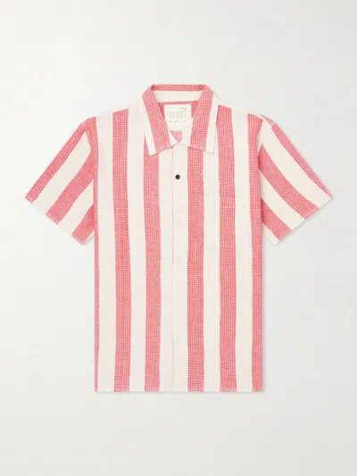 Kardo Camp-collar Striped Cotton Shirt In Red