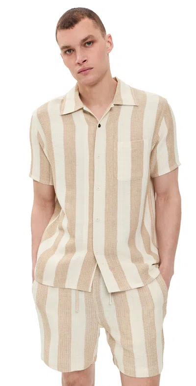 Kardo Chintan Handloom Striped Shirt Tan In Multi
