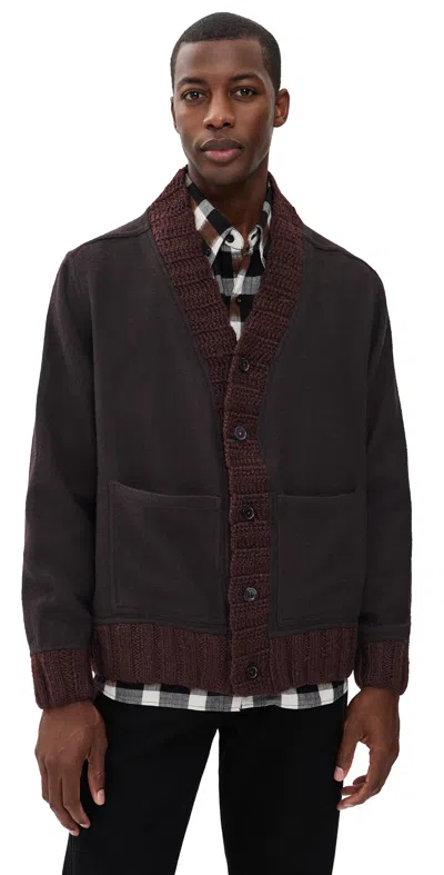 Kardo Devender Hand Knitted Crochet Wool Cardigan Cocoa Powder In Brown