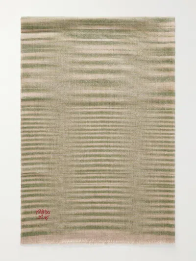 Kardo Embroidered Striped Cashmere Scarf In Gold