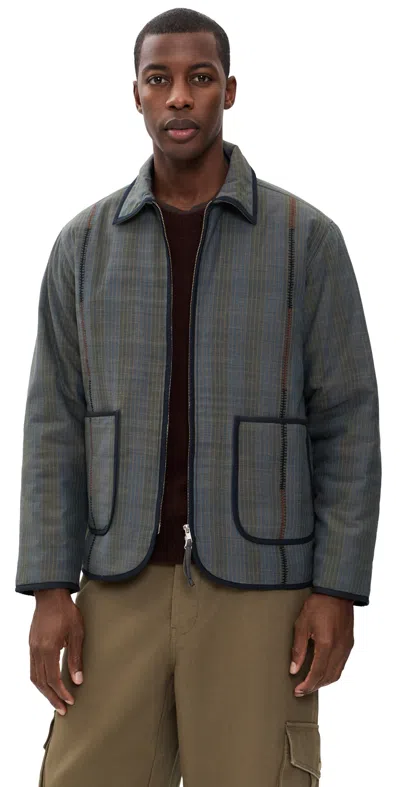 Kardo Khadi Cotton Embroidery Jacket Grey Blue In Gray