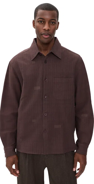 Kardo Luis Handloomed Button Down Shirt Mahogany In Brown