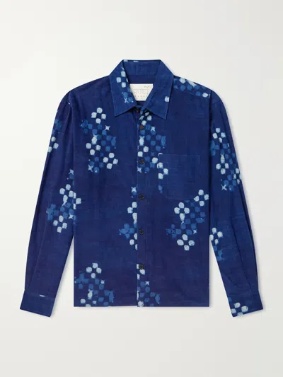 Kardo Luis Printed Cotton-corduroy Shirt In Blue