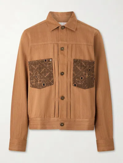 Kardo Marvin Cotton-jacquard Trucker Jacket In Brown