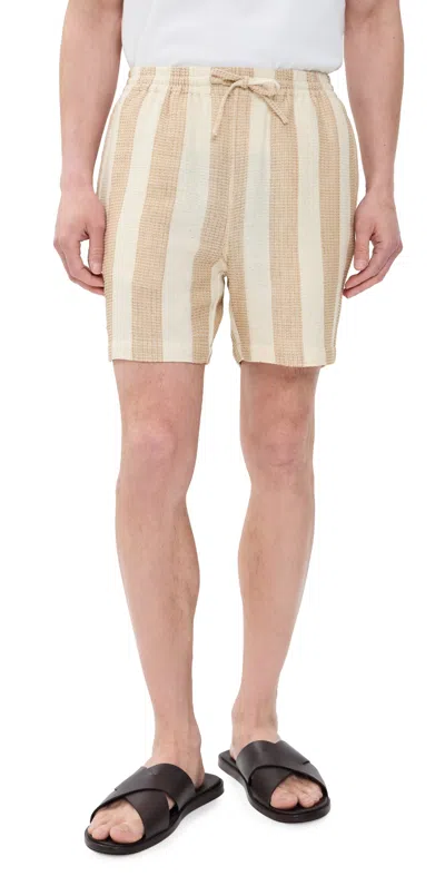 Kardo Olbia Handloom Striped Shorts Tan In Brown