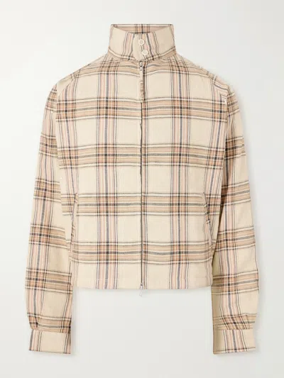Kardo Stanley Embroidered Checked Cotton Bomber Jacket In Brown