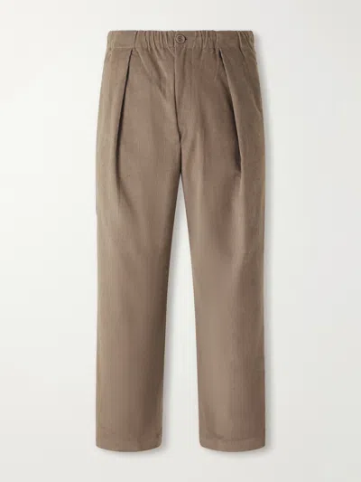 Kardo Taka Straight-leg Emrboidered Cotton-corduroy Trousers In Brown
