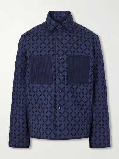 Kardo Wynton Cut-out Padded Textured-cotton Blouson Jacket In Blue