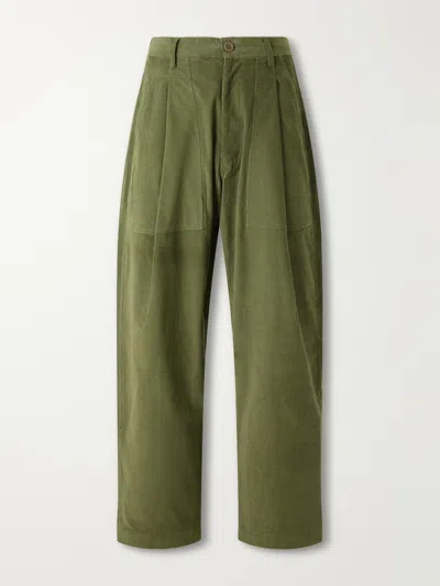 Kardo Yuki Straight-leg Cotton-corduroy Trousers In Green