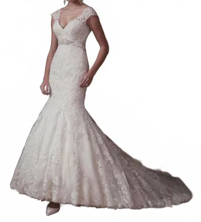 Karelina Sposa Fit And Flare Wedding Dress In Ivory In Multi