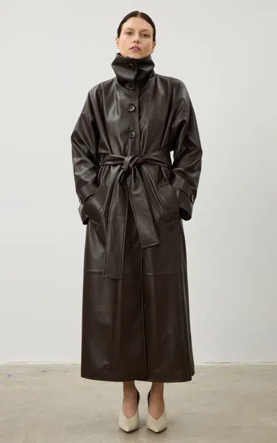 Karen Arcanjo Bree Leather Coat In Brown