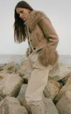 Karen Arcanjo Dani Lambskin Cropped Jacket In Nude