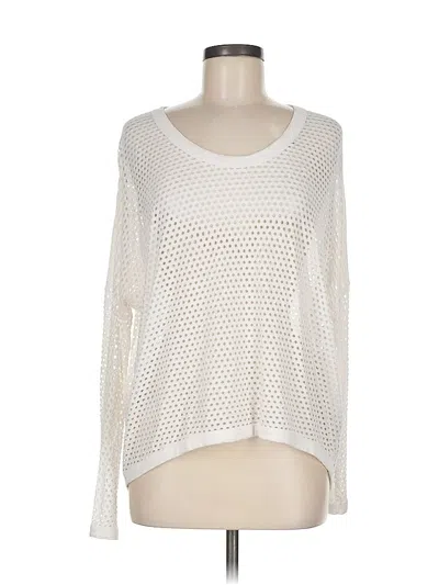 Pre-owned Karen By Karen Kane Long Sleeve T-shirt In White