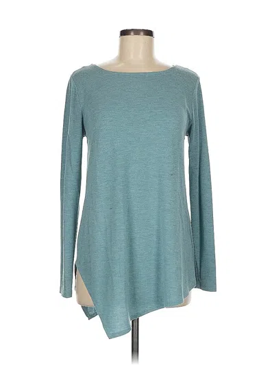 Pre-owned Karen By Karen Kane Long Sleeve Top Green Boatneck Tops